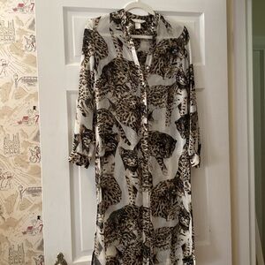 H&M Leopard Print Coverup Shirt Dress. Sz.2. XS